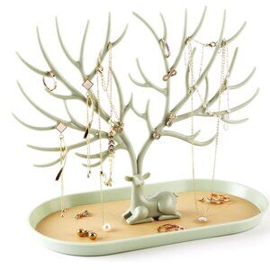 Matcha Green Antlers Jewelry Display Stand – Tree  Organizer for Rings, Earrings
